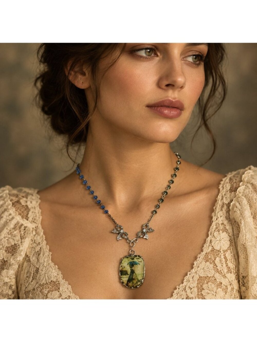 Yesterday's Muse | Blue Apatite & Rosary Chain Necklace | Alma Antigua